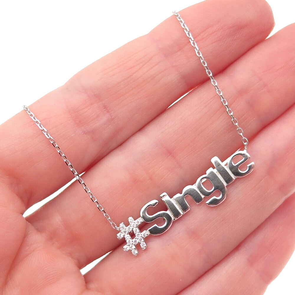 925 Sterling Silver Round-Cut C Z #Single Cable Chain Necklace 16-18"